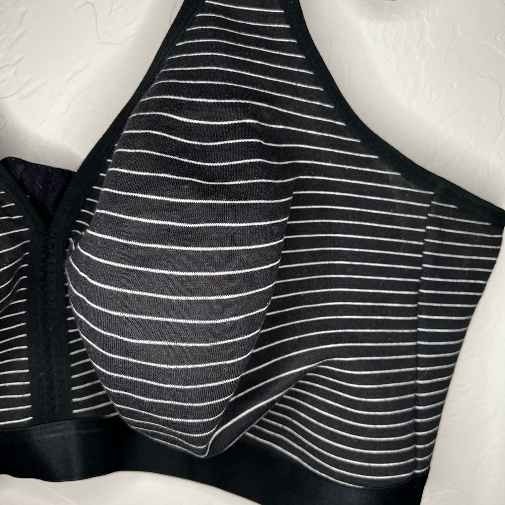 Cacique Cotton No Wire Black White Striped Bra - Picture 2 of 6